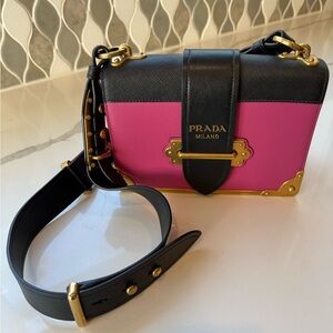 Prada City Calf Leather Cahier Pink/Black